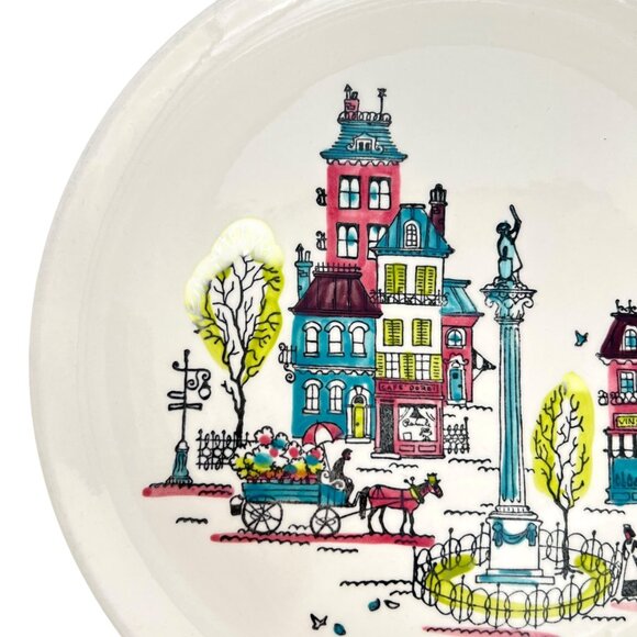 Metlox Poppytrail City Scene Dinner Plates Set Of 2 Vintage California Pottery - Picture 5 of 16